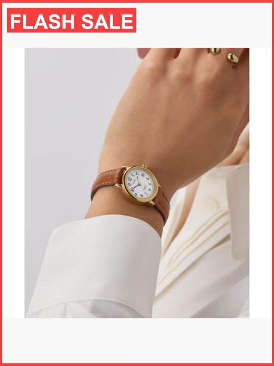 Gold-tone 25mm Quartz Analog Wrist Watch with Indiglo Backlight and Brown main image 7